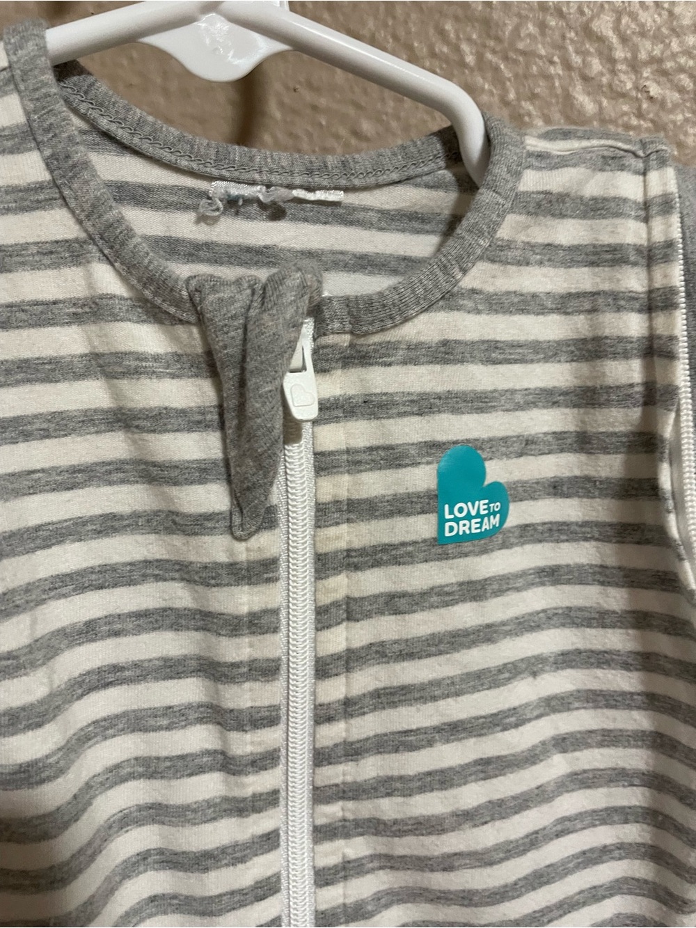 Love to dream Grey & White Striped Sleeveless Zip Swaddle One-Piece - Picture 3 of 3
